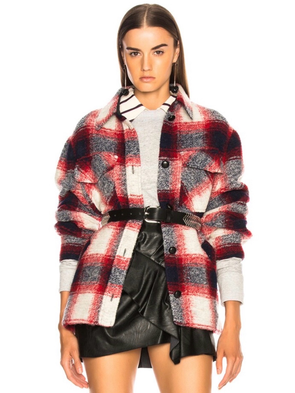 Isabel Marant Gast Plaid Jacket - Red, Midnight, Cream